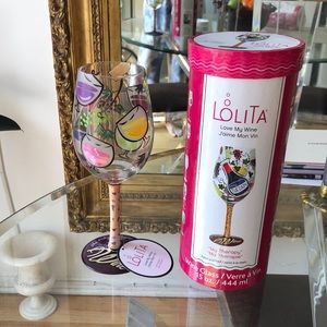 Lolita “love my wine “ my therapy handmade wine glass new in box
